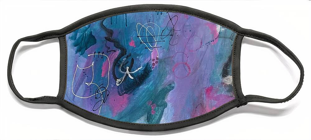 Abstract Face Mask featuring the painting Dance by Laura Jaffe