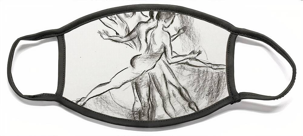 Dancer Face Mask featuring the drawing Dancer by Ella Boughton
