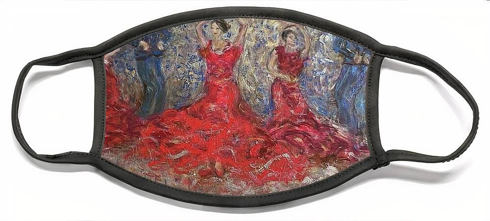 Dancers Face Mask featuring the painting Dancers by Fereshteh Stoecklein