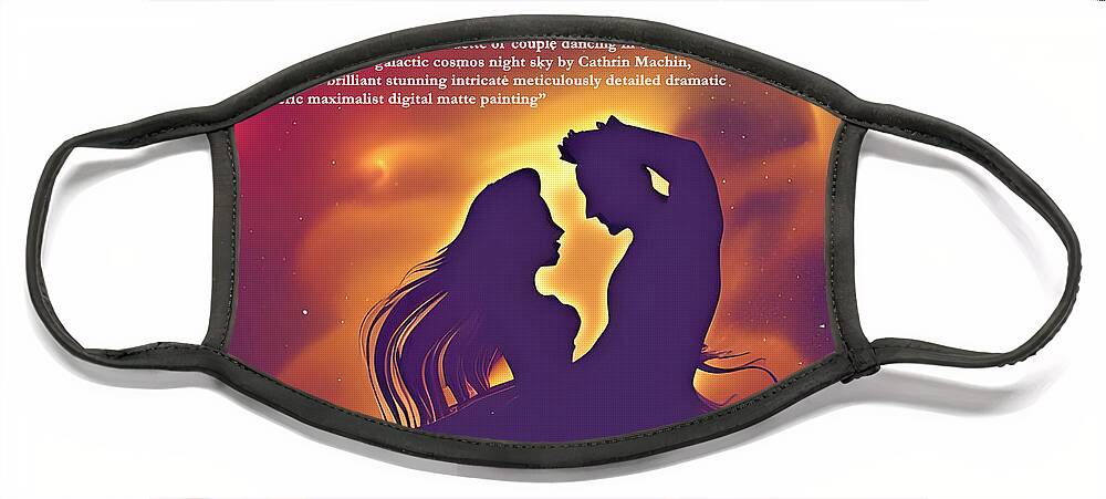 Digital Dancing Silhouette Space Face Mask featuring the digital art Dancing in Space by Beverly Read