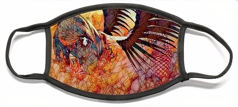 Dark Face Mask featuring the digital art Dark Angel Stained Glass by Recreating Creation