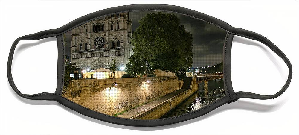 Notre Dame Face Mask featuring the photograph Dark Notre Dame by Lisa Chorny