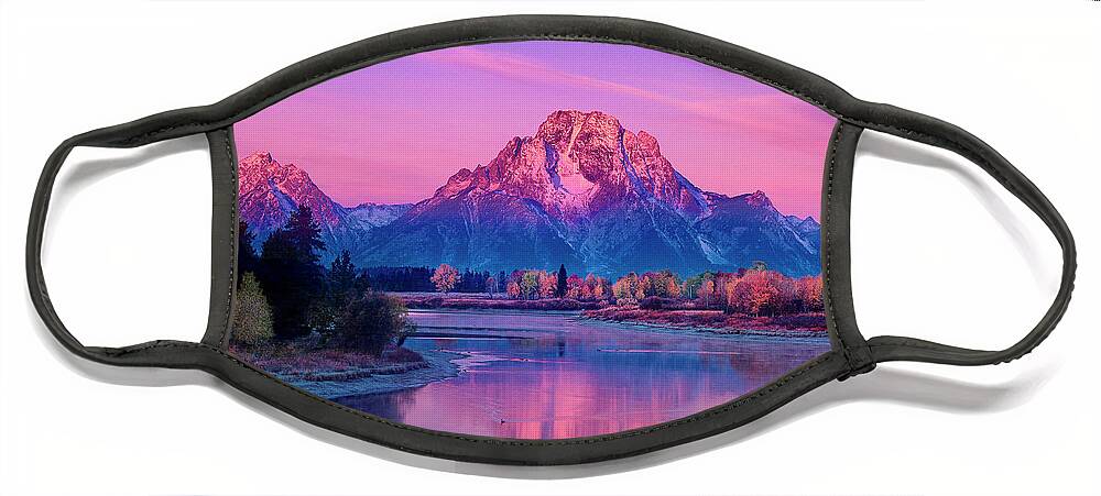 Dave Welling Face Mask featuring the photograph Dawn Oxbow Bend Fall Grand Tetons National Park by Dave Welling