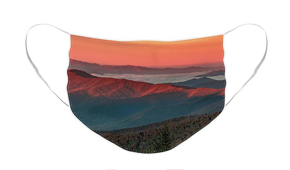 Dawn First Light Face Mask featuring the photograph Dawn's Early Light From Clingman's Dome by Marcy Wielfaert