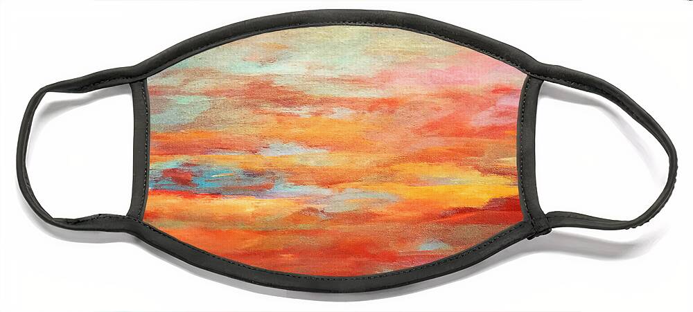 Sunrise Face Mask featuring the digital art Dawn's Early light by Linda Bailey