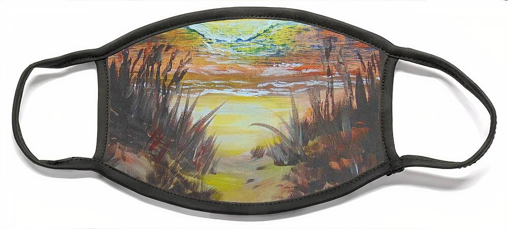 Beach Face Mask featuring the painting Dawn's Early Light by Saundra Johnson