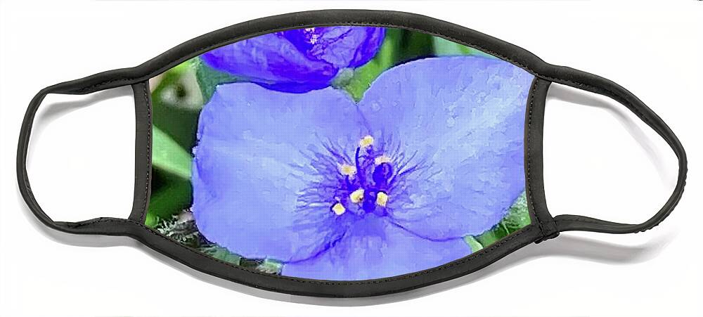 Tradescantia Face Mask featuring the photograph Day 132 Pretty Violet Wild Flowers by Donna Mibus