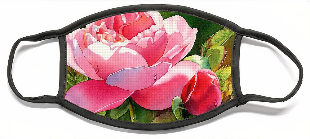 Rose Face Mask featuring the painting Dazzling Rose by Espero Art