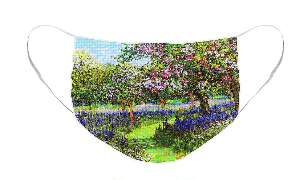 Landscape Face Mask featuring the painting Dazzling Spring Day by Jane Small