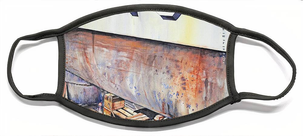 Vessel Face Mask featuring the painting DD 743 in Drydock by P Anthony Visco