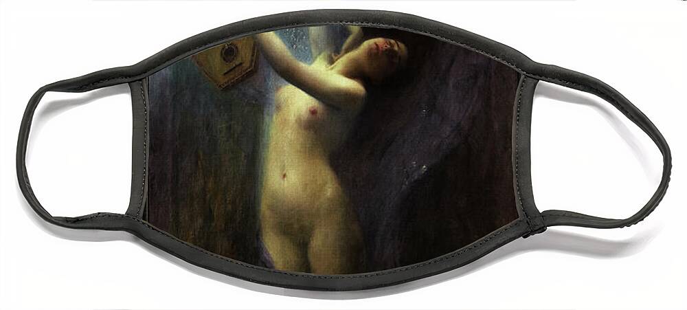 Ocean Deep Face Mask featuring the painting Death of Sappho by Charles Amable Lenoir Old Master Reproduction by Rolando Burbon