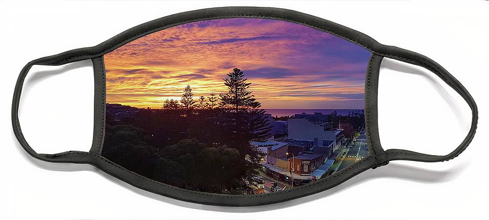 Road Face Mask featuring the photograph Dee Why Sunrise With Clouds by Andre Petrov