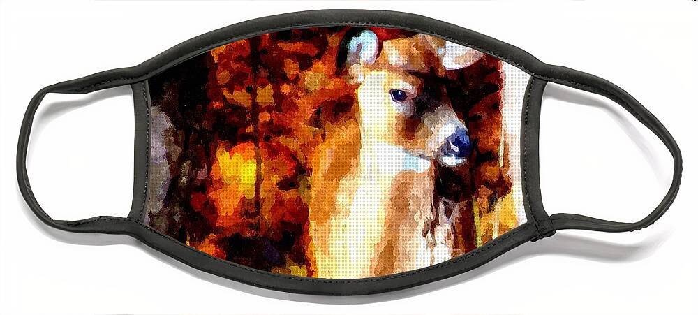 Deer Face Mask featuring the mixed media Deer in the Woods by Christopher Reed