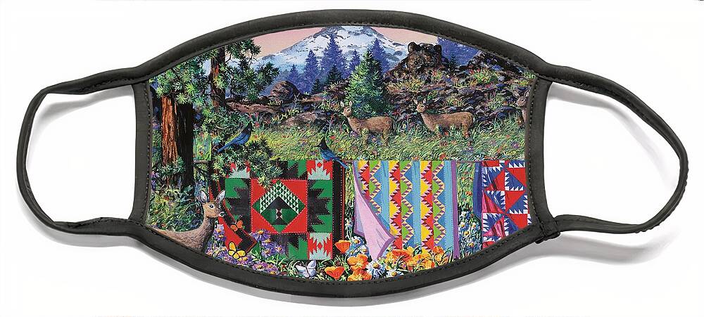 Mountains Face Mask featuring the painting Delectable Mountains by Diane Phalen
