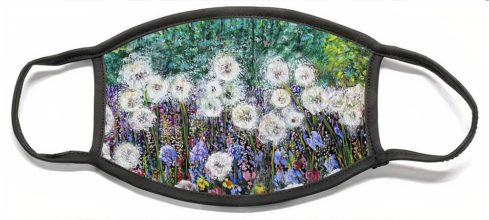 Flowers Face Mask featuring the painting Delightful Dandelions by Lyric Lucas