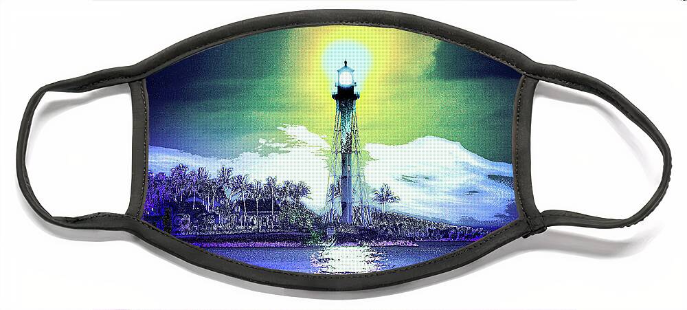 Lighthouse Face Mask featuring the digital art Delrey Beach Lighthouse by Anthony Ellis