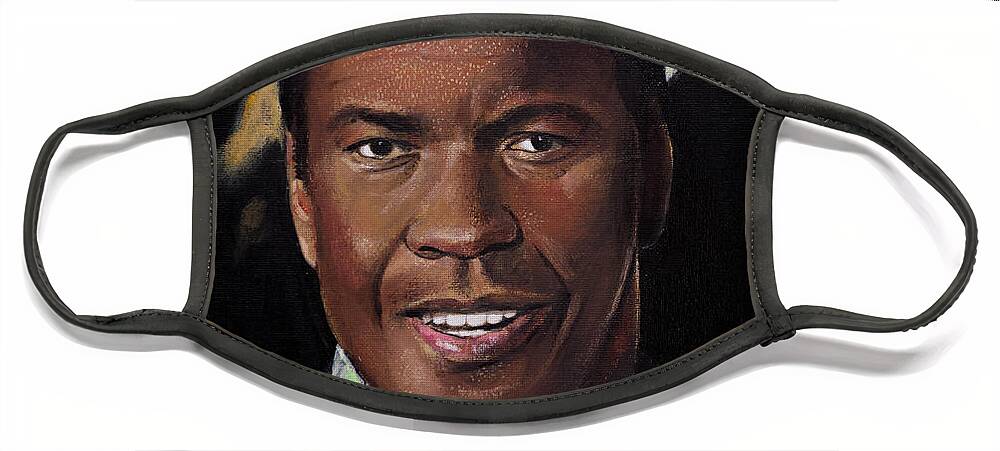 Denzel Washington Art Face Mask featuring the painting Denzel Washington by Bill Dunkley