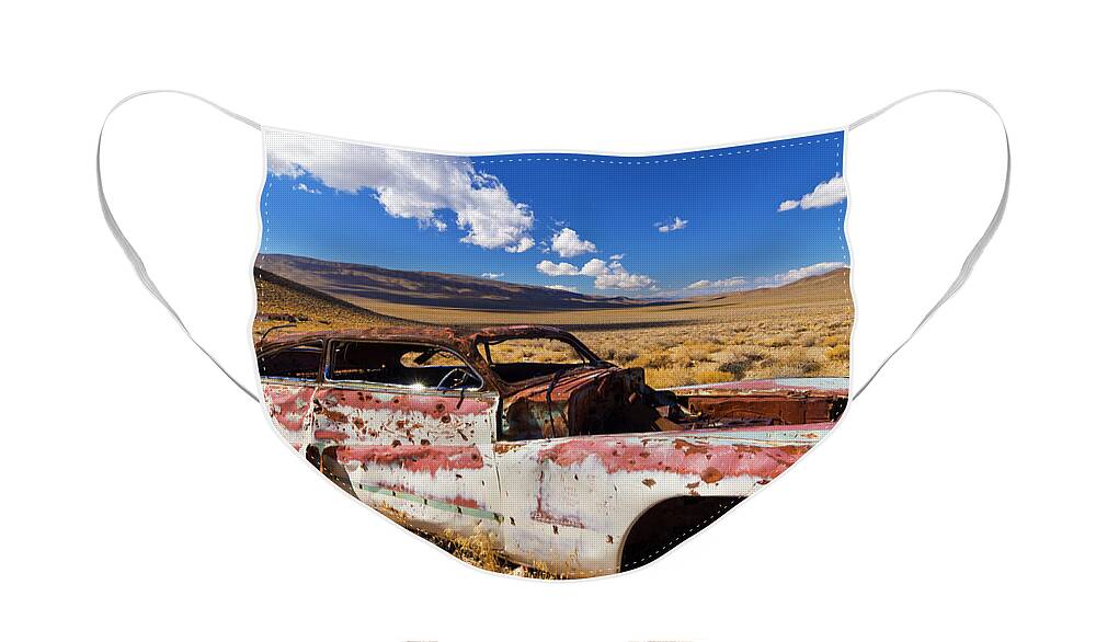 Rusty Car Face Mask featuring the photograph Derelict Buick Roadmaster, Death Valley, Calif by Neale And Judith Clark