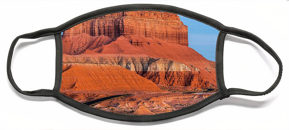 Goblin Valley Face Mask featuring the photograph Desert Road by Eric Albright
