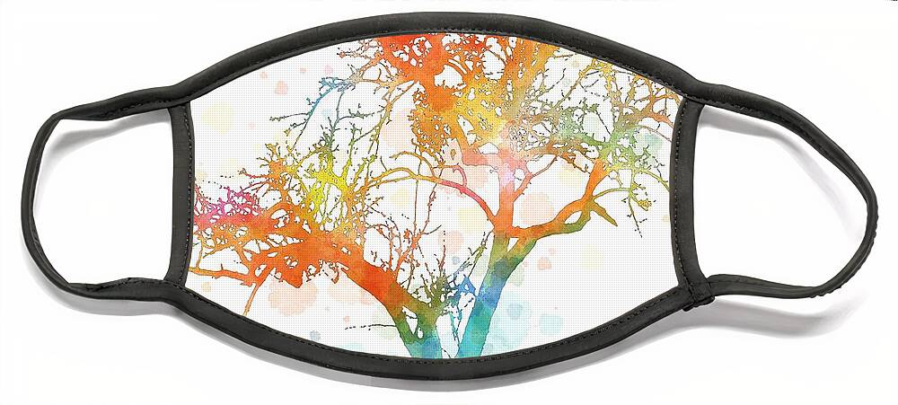 Tree Face Mask featuring the digital art Design 169 multicolor tree by Lucie Dumas