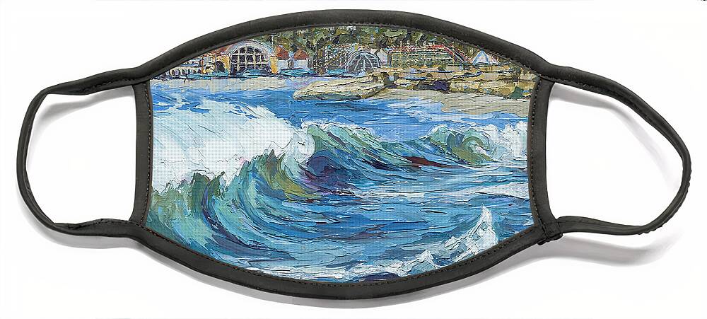 Ocean Face Mask featuring the painting Devdutt's Wave by PJ Kirk