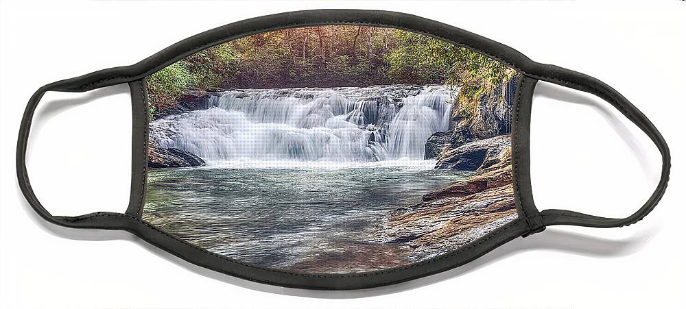 Waterfall Face Mask featuring the photograph Dick's Creek Waterfall by Anna Rumiantseva