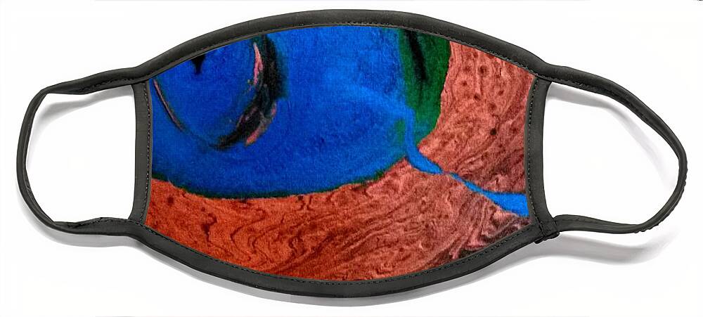Eye Face Mask featuring the painting Dinos Eye by Anna Adams