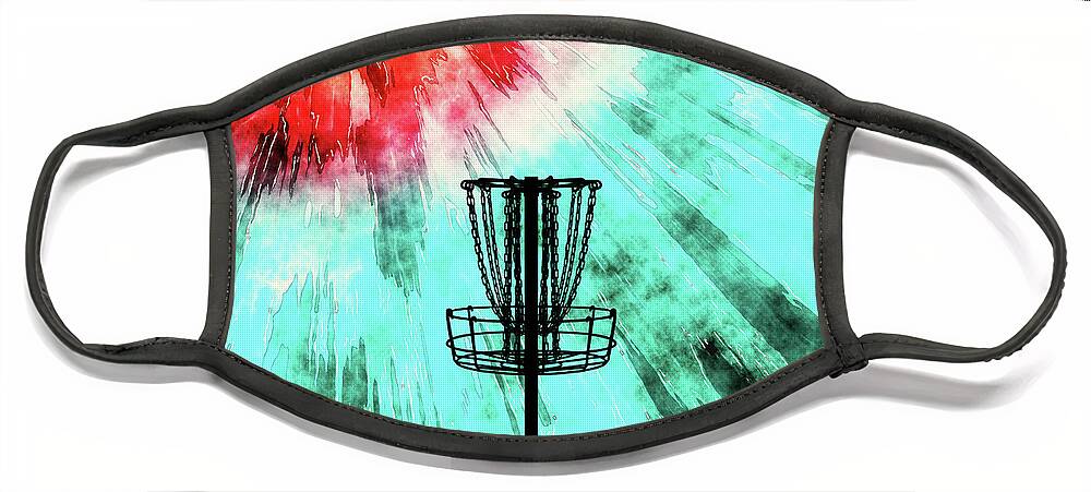 Disc Golf Face Mask featuring the digital art Disc Golf Tie Dye by Phil Perkins