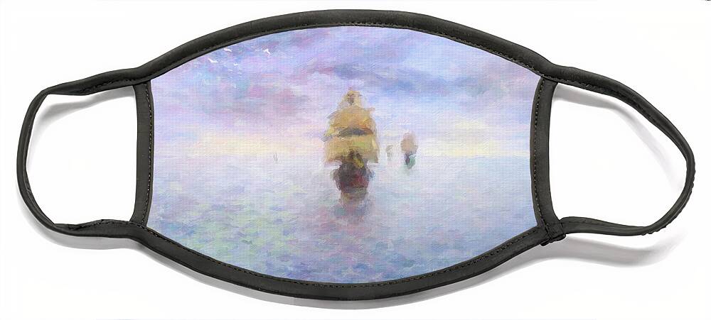 Nautical Art Face Mask featuring the painting Discovery by Trask Ferrero