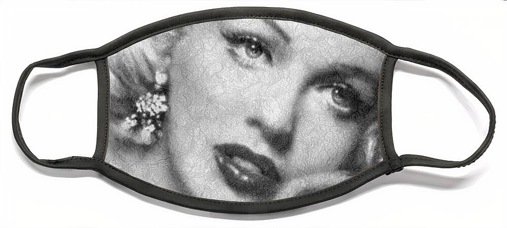 Marilyn Monroe Face Mask featuring the painting Diva MM 169 Sensual bw by Theo Danella