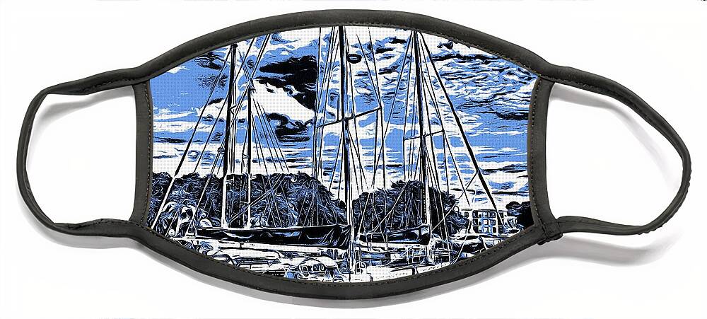 Sailboats Face Mask featuring the photograph Dock Side Mirage by John Handfield