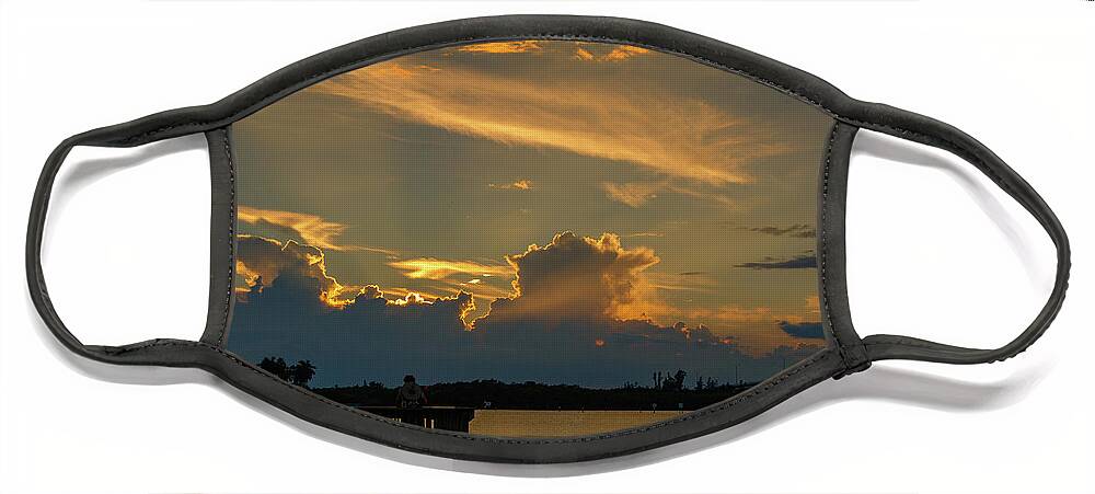 Sunset Face Mask featuring the photograph Dock Sunset by Les Greenwood