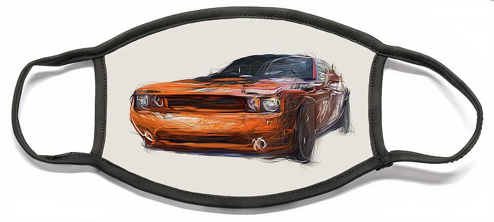 Dodge Face Mask featuring the digital art Dodge Challenger RT Shaker Car Drawing by CarsToon Concept