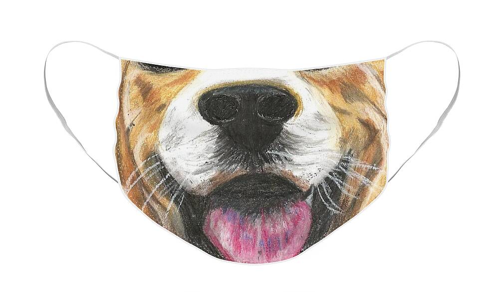 Dog Face Face Mask featuring the painting Dog Face by Monica Resinger