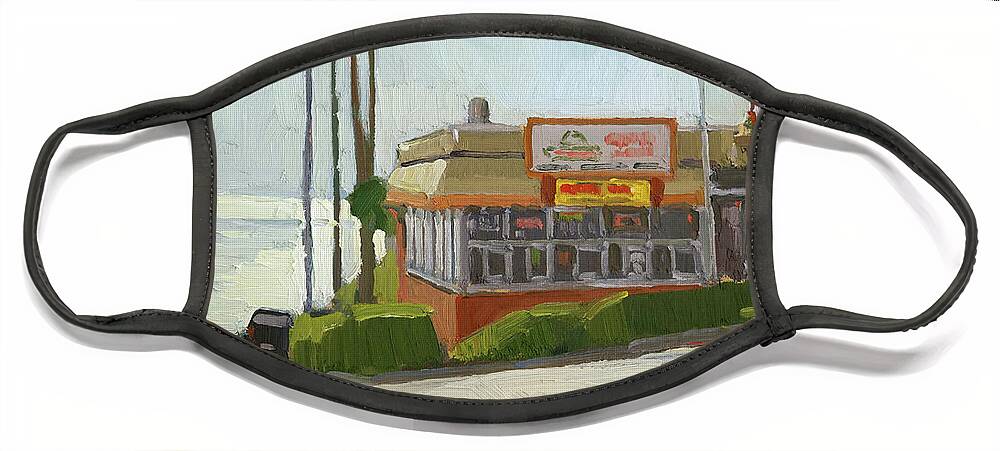 Don Bravo Face Mask featuring the painting Don Bravo Grill and Cantina - La Jolla, California by Paul Strahm