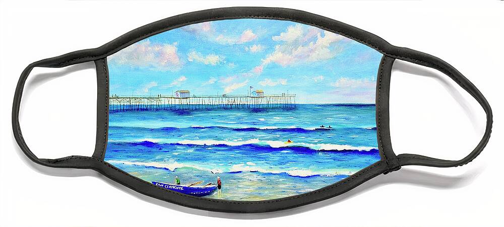Dory Face Mask featuring the painting Dory Boat San Clemente by Mary Scott
