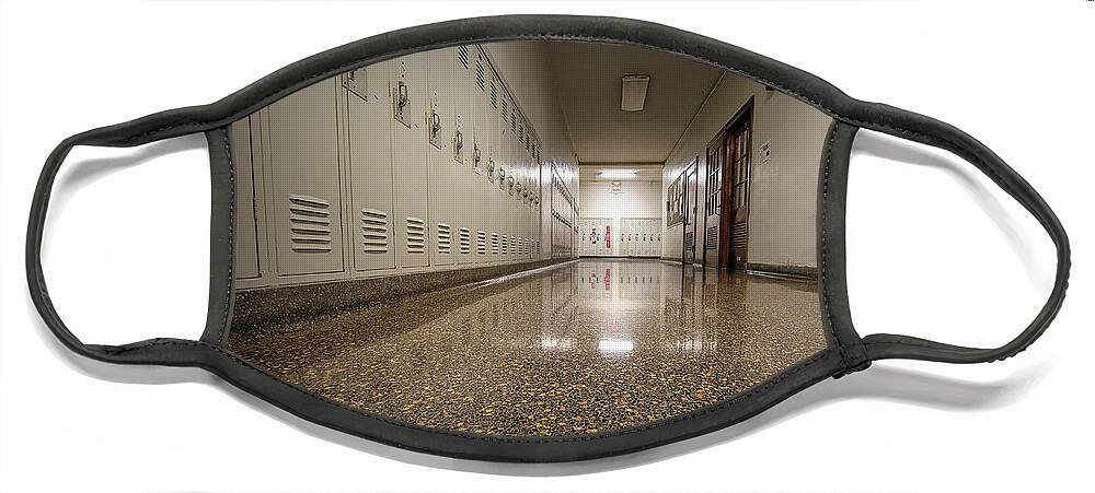 Dover Face Mask featuring the photograph Dover School Hallway by Deborah Penland