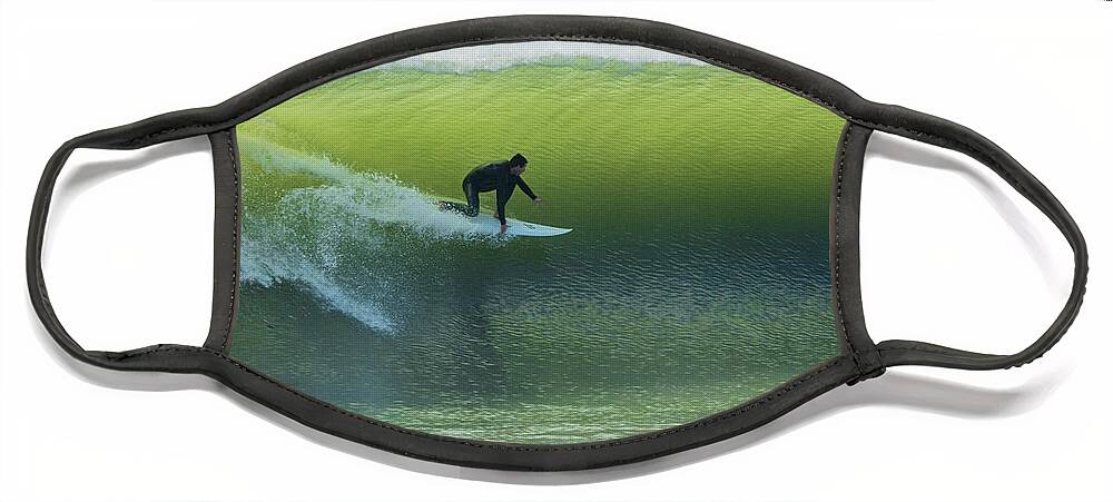 Surfing Face Mask featuring the photograph Down the Line by Seth Betterly
