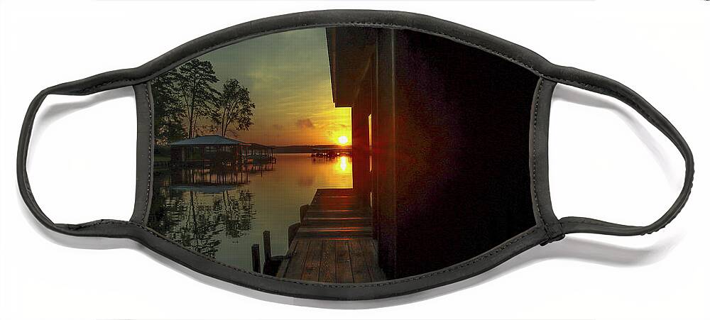 Lake Face Mask featuring the photograph Down The Line Sunrise by Ed Williams