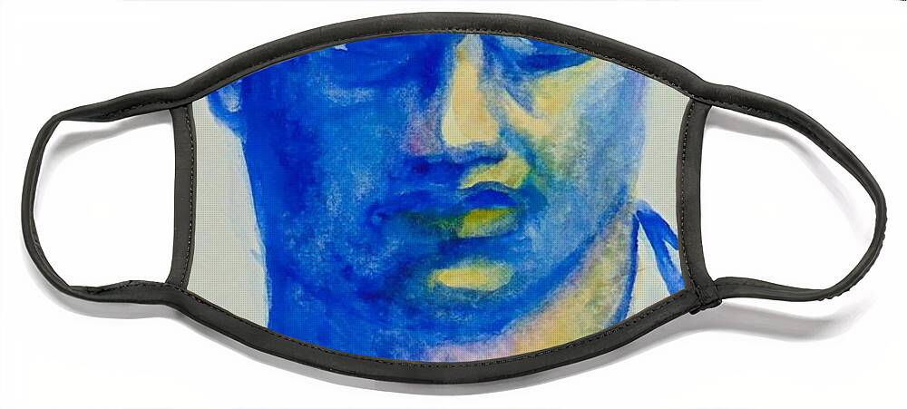 Huey Newton Face Mask featuring the painting Dr. Huey P. Newton by Saundra Johnson