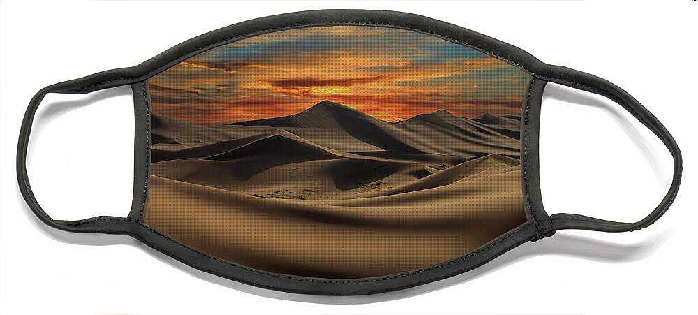 Desert Face Mask featuring the photograph Dramatic Sunset In Desert by Mikhail Kokhanchikov