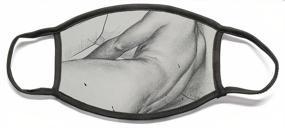 Male Nude Face Mask featuring the drawing Drawing-Male nude#21531 by Hongtao Huang