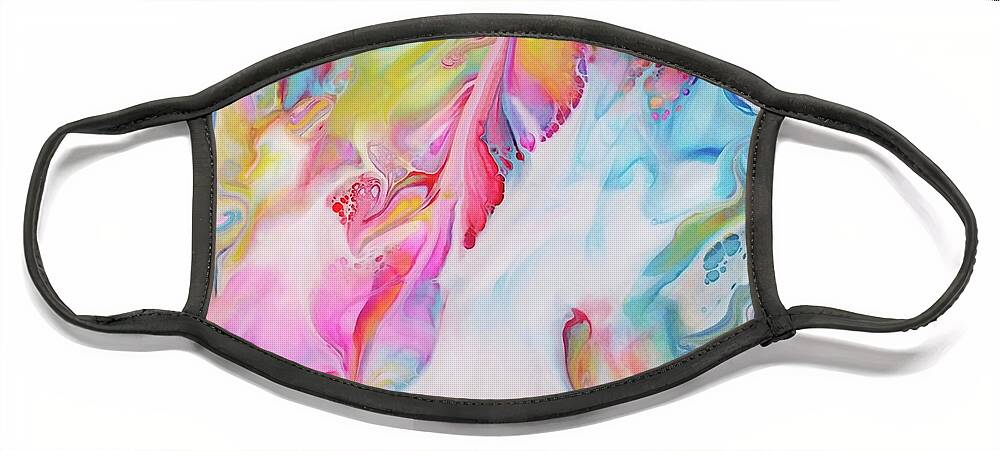 Colorful Abstract Hearts Fluid Acrylic Face Mask featuring the painting Dream 2 by Deborah Erlandson