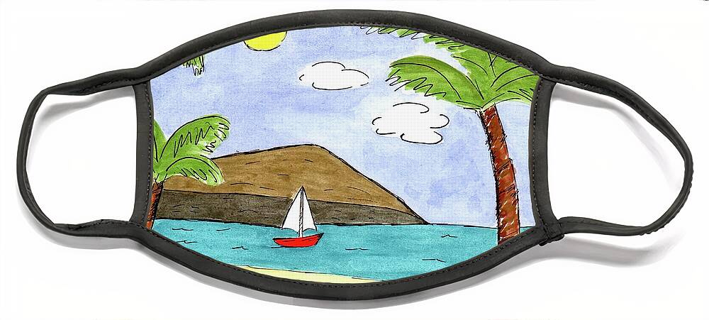 Hawaii Watercolor Face Mask featuring the painting Dreaming of Hawaii by Donna Mibus