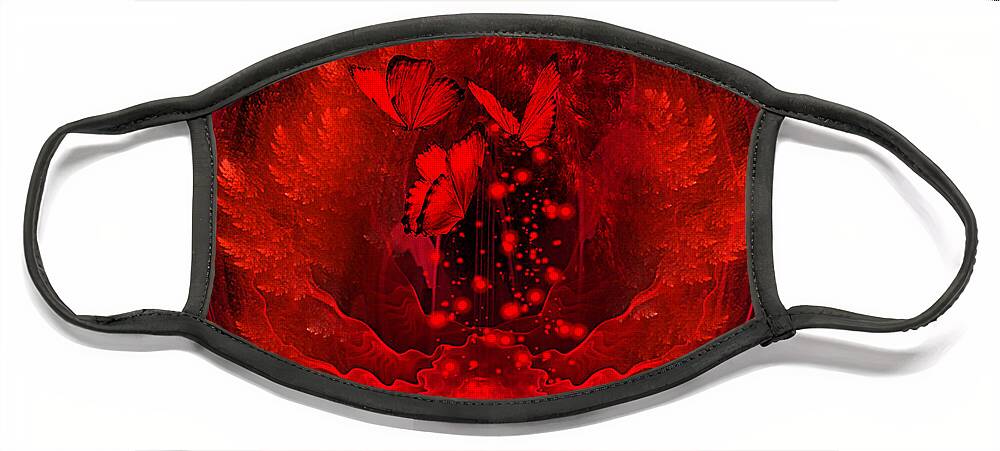 Red Face Mask featuring the digital art Dreamy glass globe by Giada Rossi