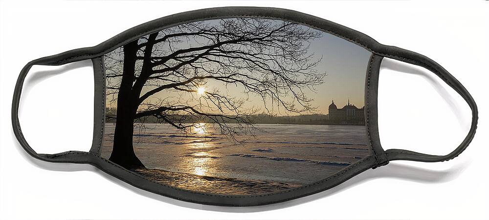 Dreamy Face Mask featuring the photograph Winter sunset at Moritzburg Castle 1 by Adriana Mueller