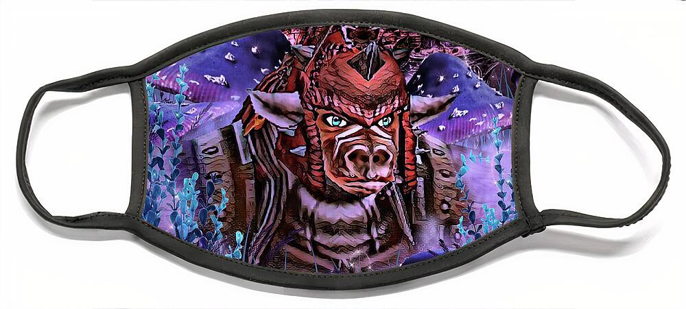 Digital Art Face Mask featuring the digital art Druid for the Horde by Artful Oasis
