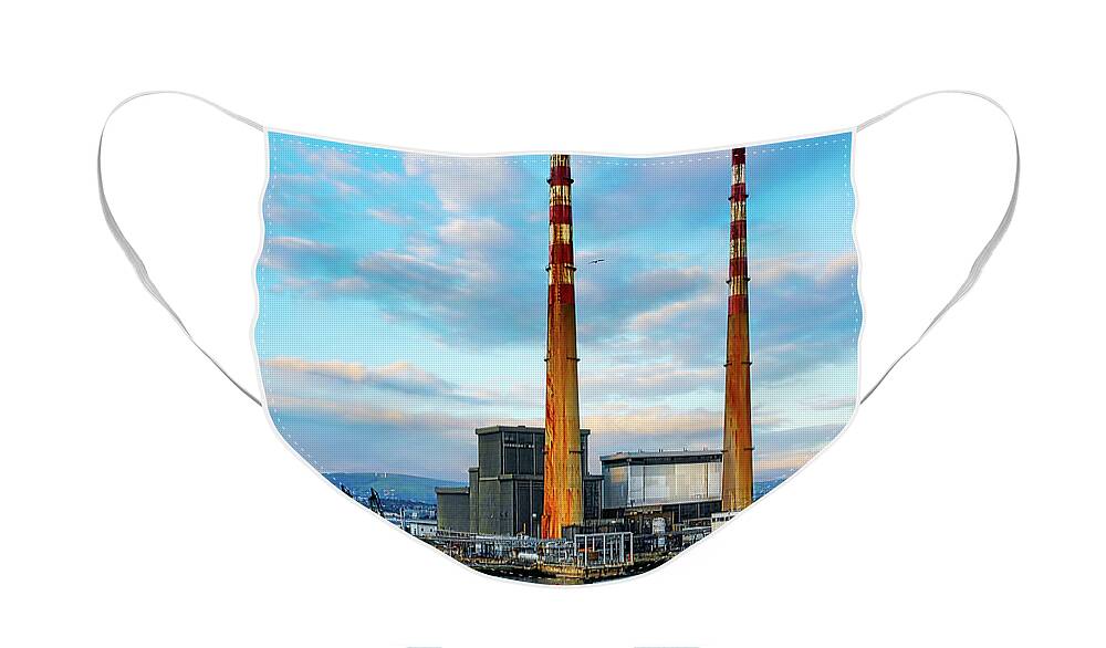 Magical Ireland Face Mask featuring the photograph Dublins Poolbeg Chimneys #2 by Lexa Harpell