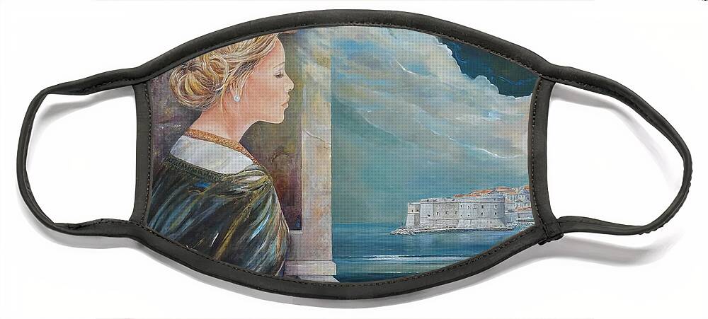 Original Painting Of Dubrovnik Face Mask featuring the painting Dubrovnik On My Mind by Sinisa Saratlic