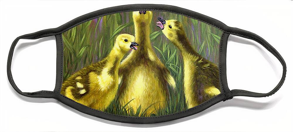 Duck Face Mask featuring the painting Duckling Choir by Adrienne Dye